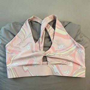 Oasis Twist Sports Bra Guava Marble Daisy